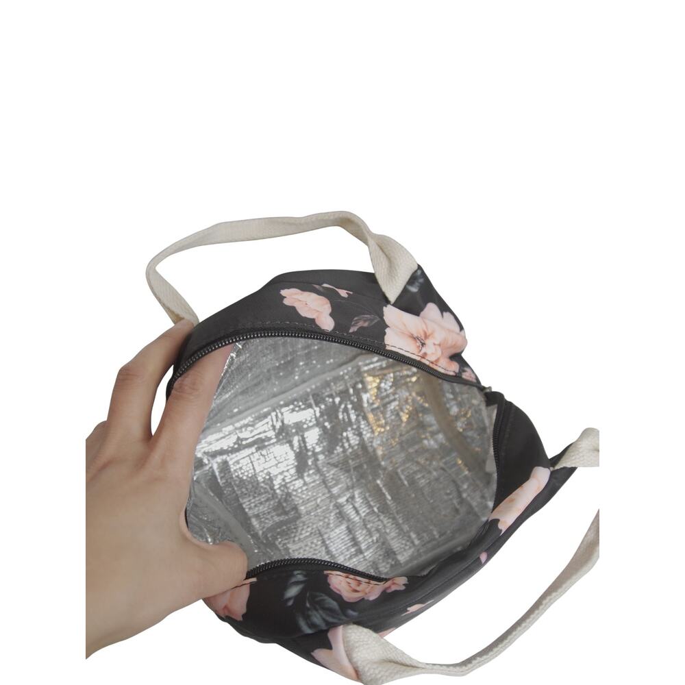 Black Floral Backpack Lunch Bag Pencil Case 3 Pc Set 14” Laptop School NWOT - Picture 10 of 16